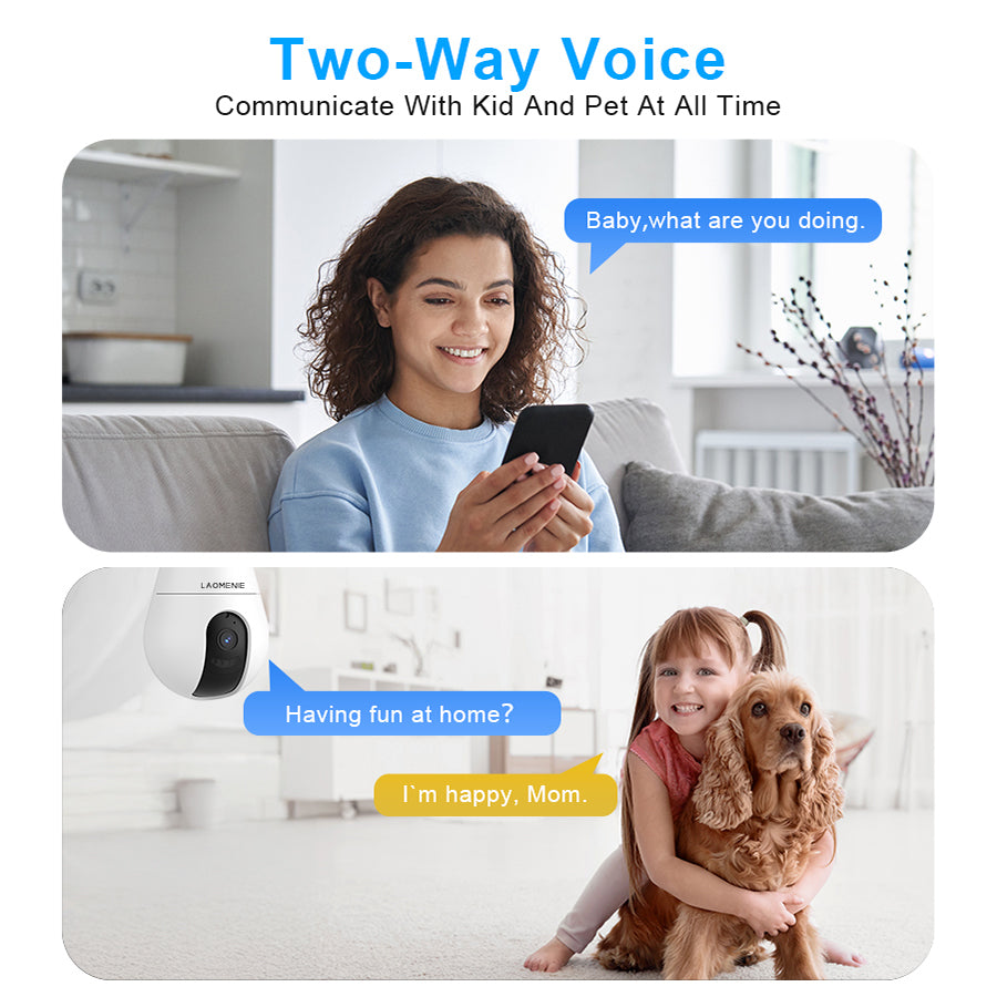 LAOMENIE AI Camera Indoor Pan Tilt Home 5G&2.4Hz Wi-Fi Security Camera