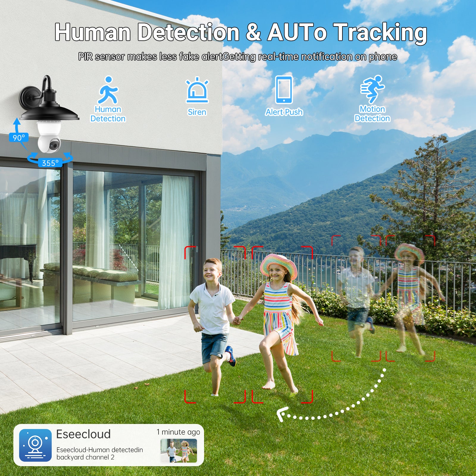 LAOMENIE wireless Outdoor Security Bulb Camera with LED Strip