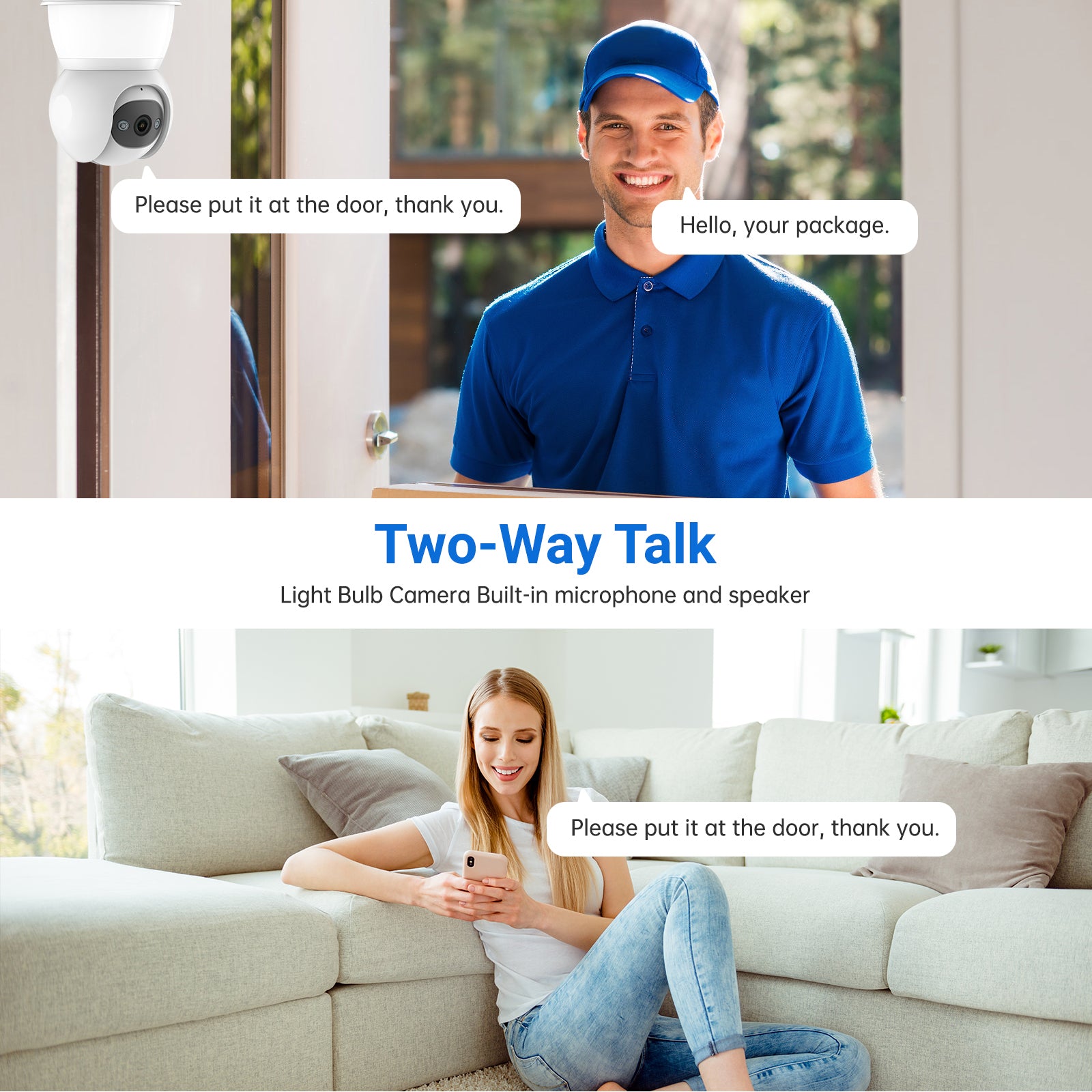LAOMENIE wireless Outdoor Security Bulb Camera with LED Strip