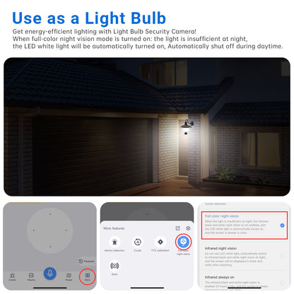 LAOMENIE  wireless  Outdoor Security Bulb Camera with LED Strip