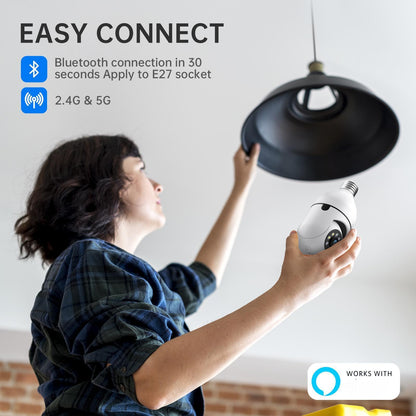 LAOMENIE 2K Wireless Indoor Light Bulb WiFi Security Camera